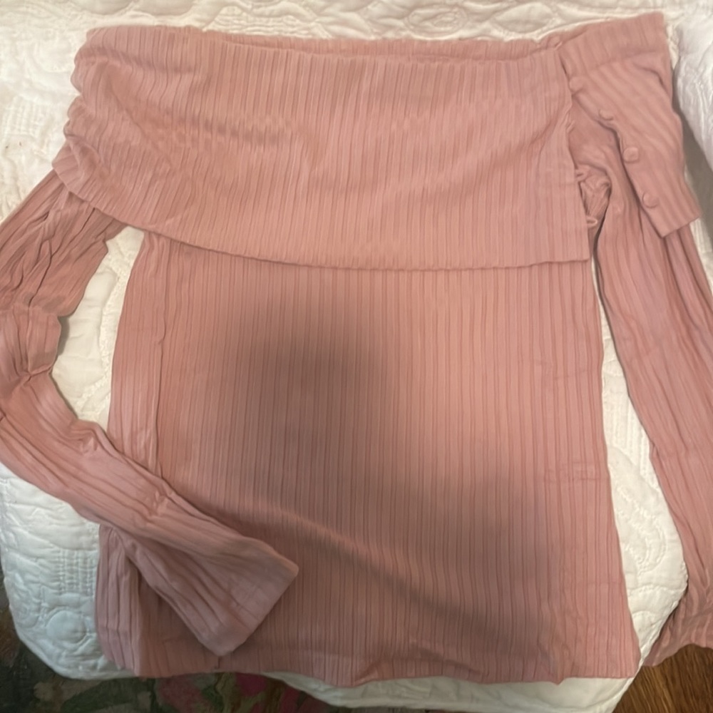 NWT Anthropologie Off the Shoulder Top in Mauve, Size XS